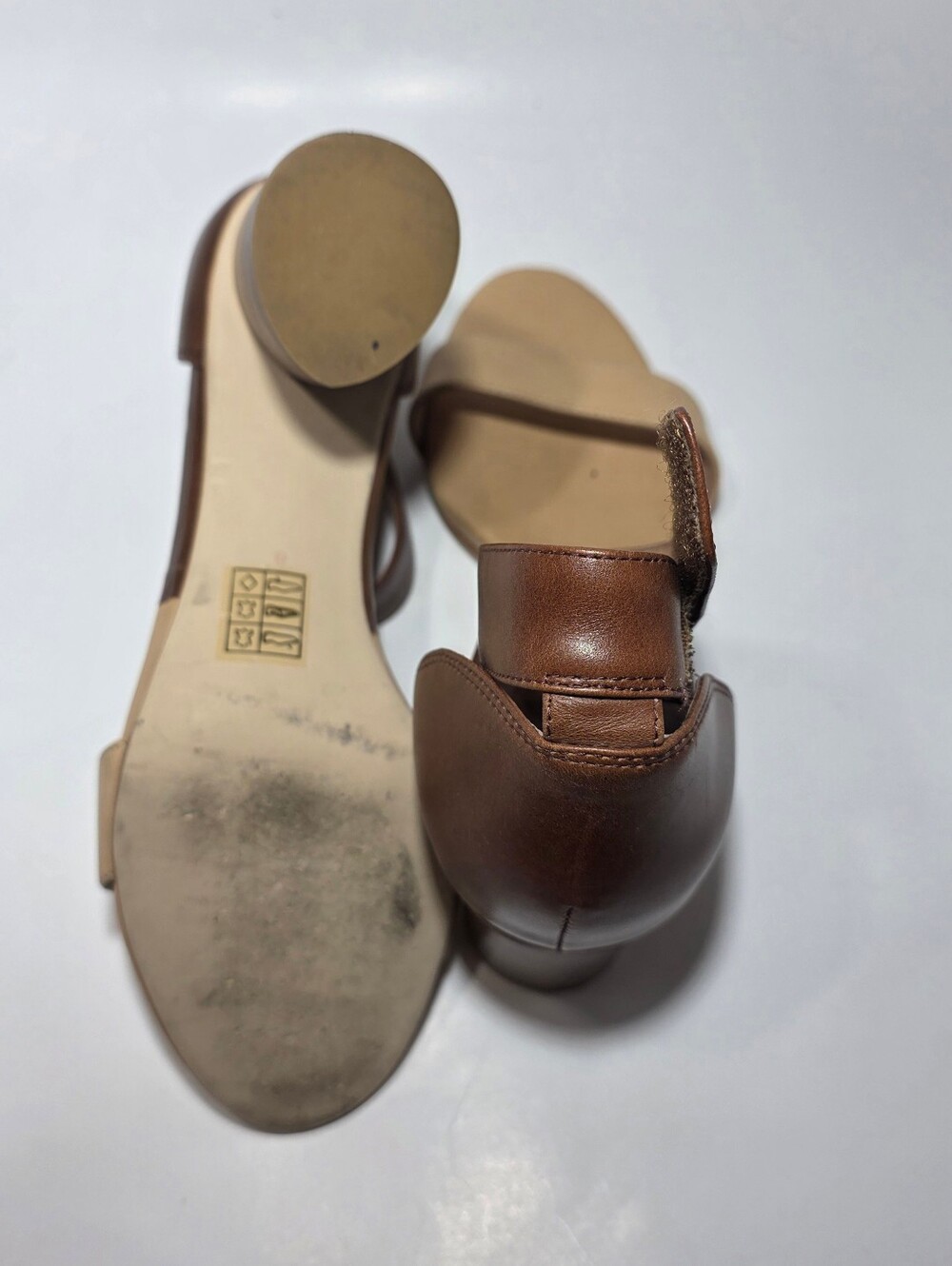 Jeffrey Campbell Leather Ankle Strap Block Heel Sandals Tan Brown Women's 8 - Picture 6 of 9
